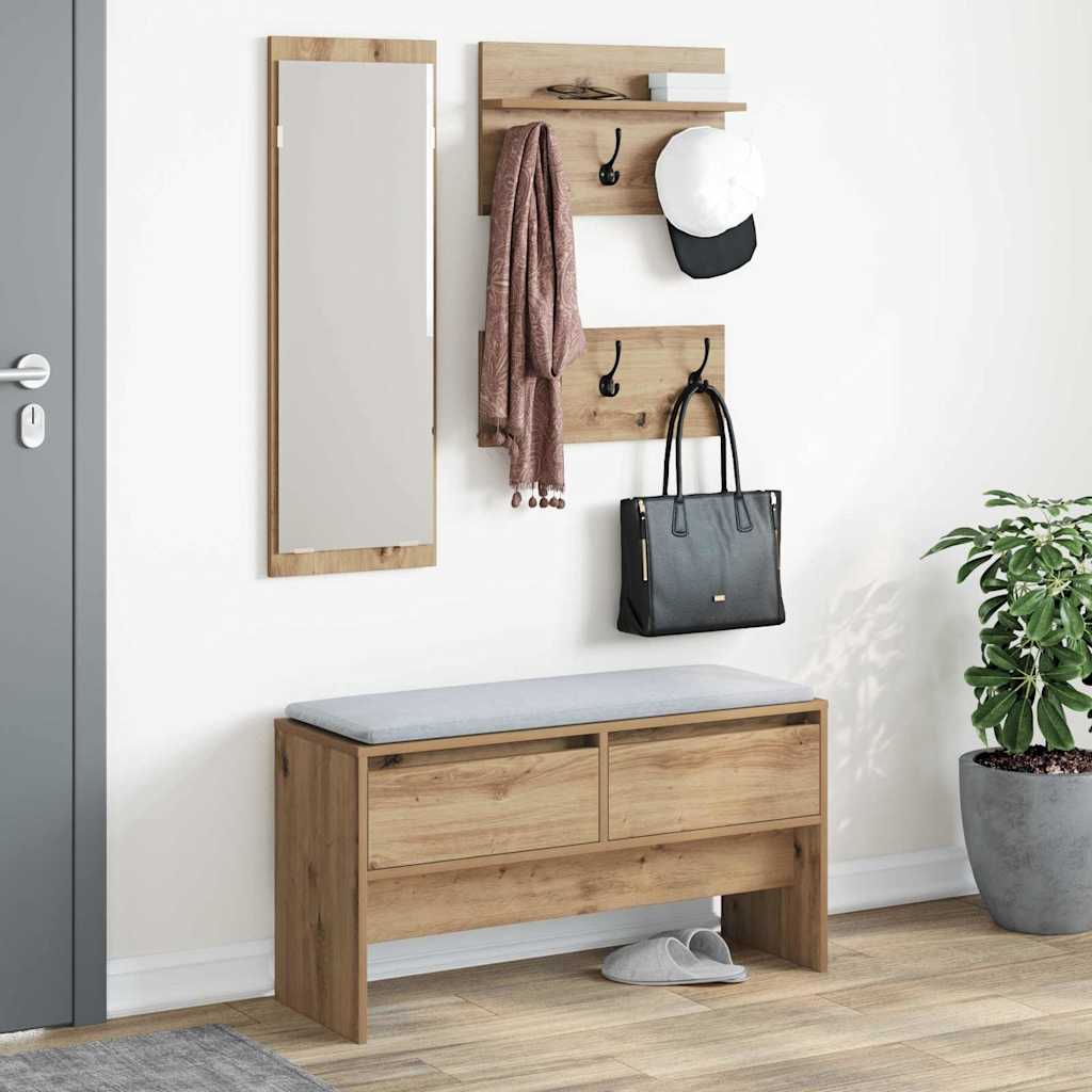 Set mobili da ingresso con cassetto 4 pcs Rovere Artigianale