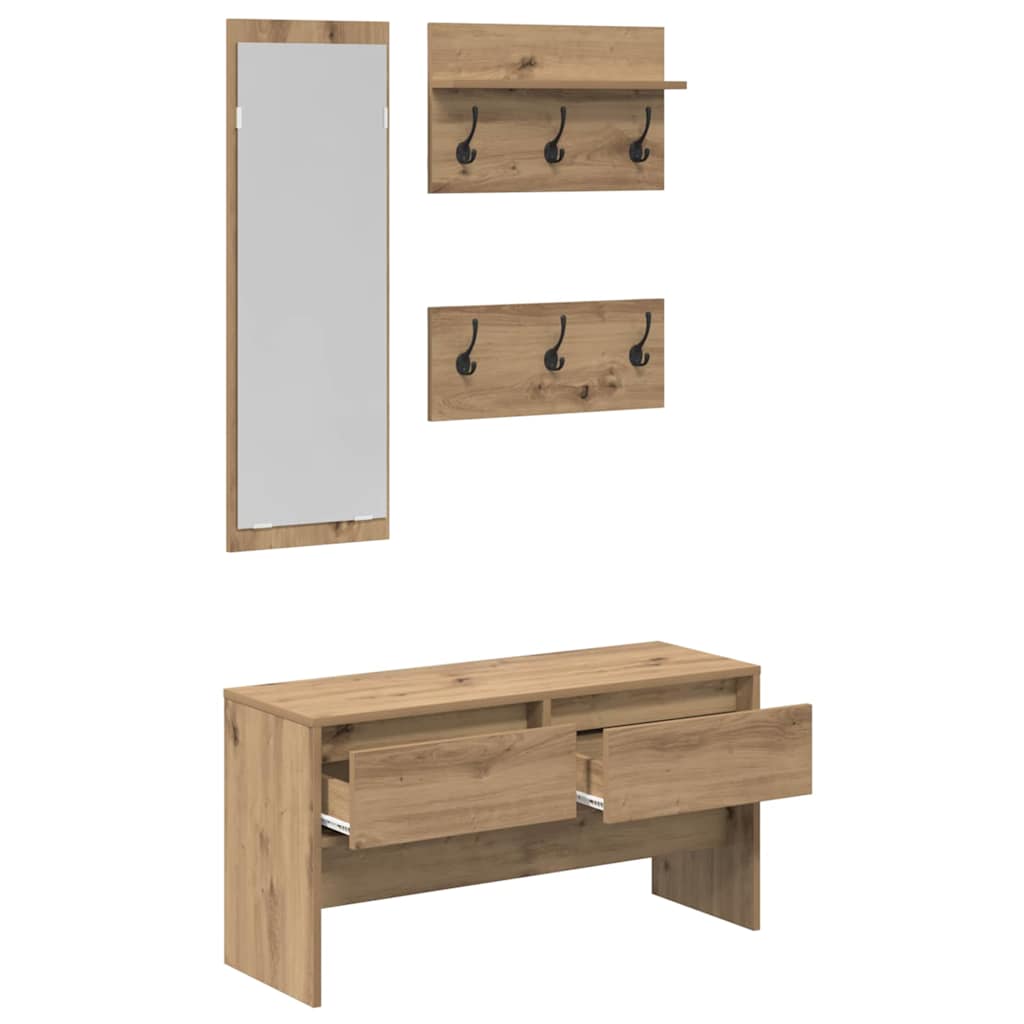 Set mobili da ingresso con cassetto 4 pcs Rovere Artigianale