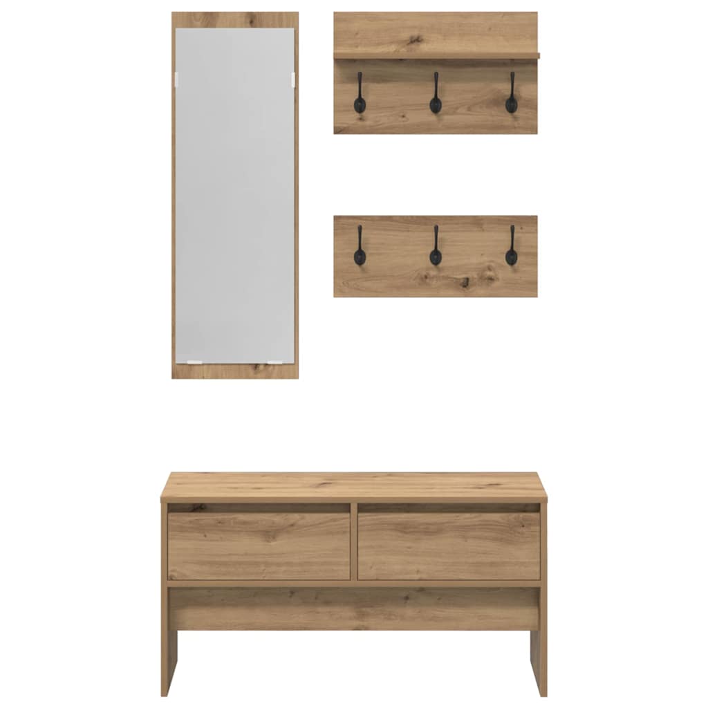Set mobili da ingresso con cassetto 4 pcs Rovere Artigianale