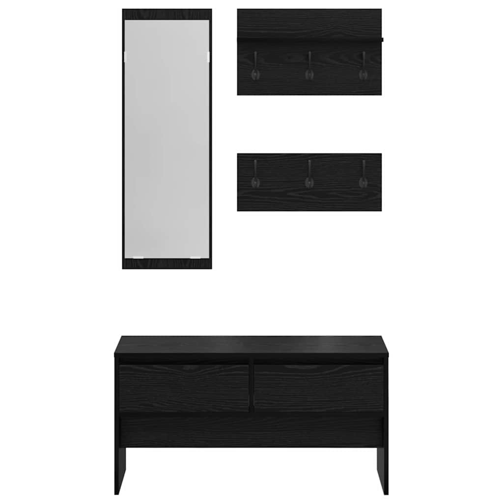 Set mobili da ingresso 4 pcs Rovere Nero Legno multistrato