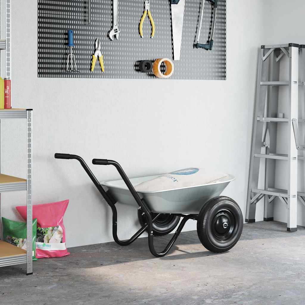 Carriole Argento e Nero 124 x 73 x 65 cm Acciaio