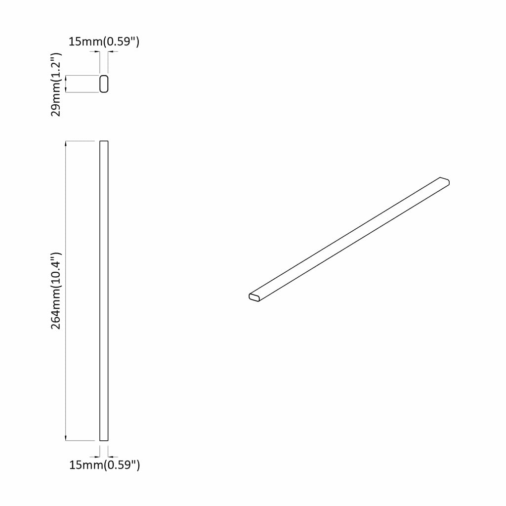 Asta per armadio 12 pcs Argento 264 x 15 x 29 mm