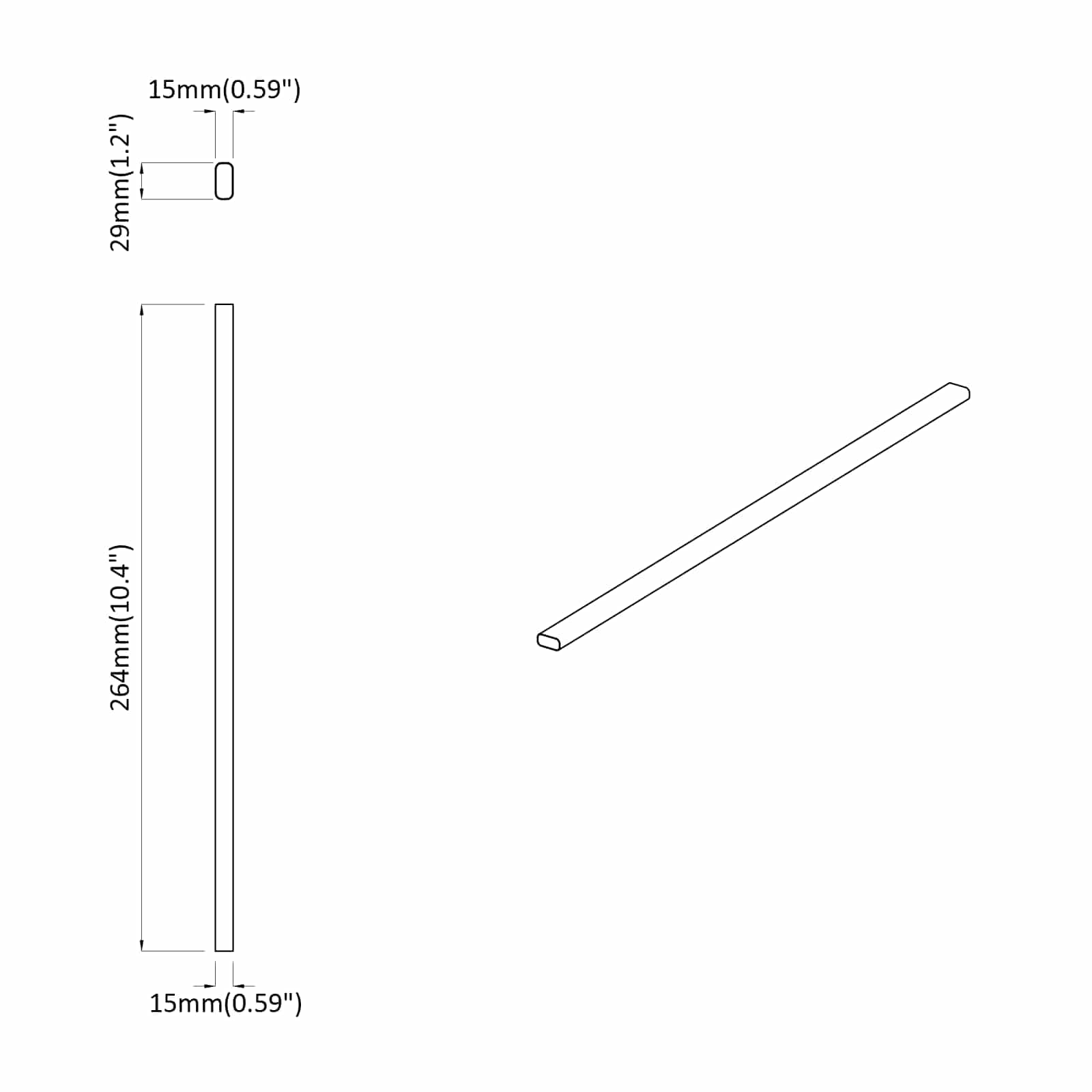 Asta per armadio 12 pcs Argento 264 x 15 x 29 mm