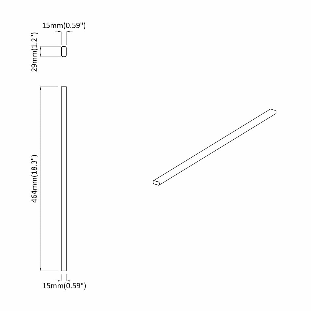 Asta per armadio 2 pcs Argento 464 x 15 x 29 mm