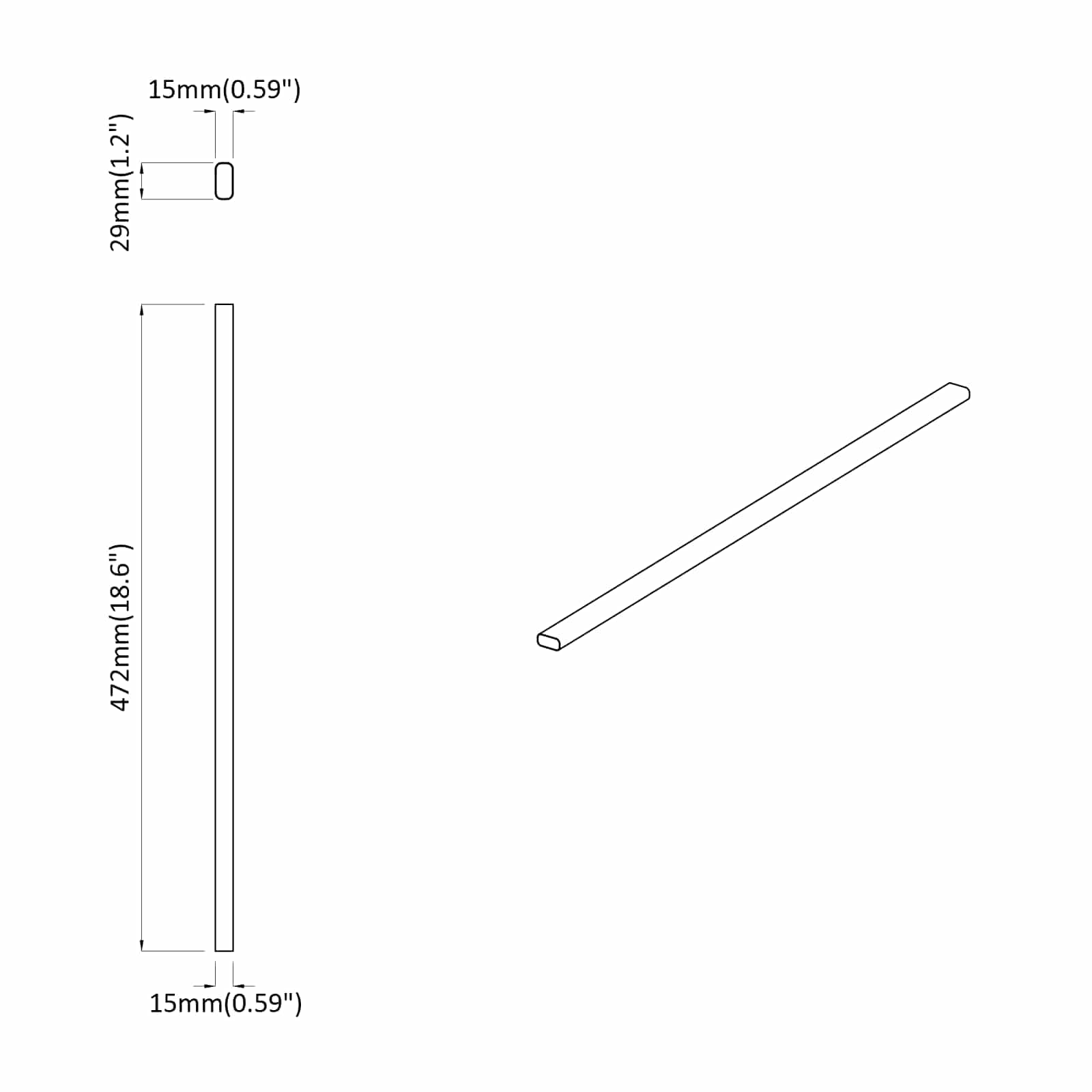 Asta per armadio 2 pcs Argento 472 x 15 x 29 mm
