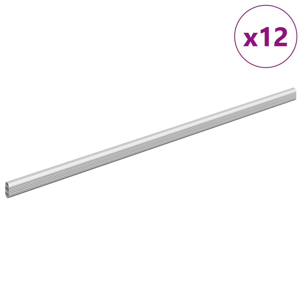 Asta per armadio 12 pcs Argento 664 x 15 x 29 mm