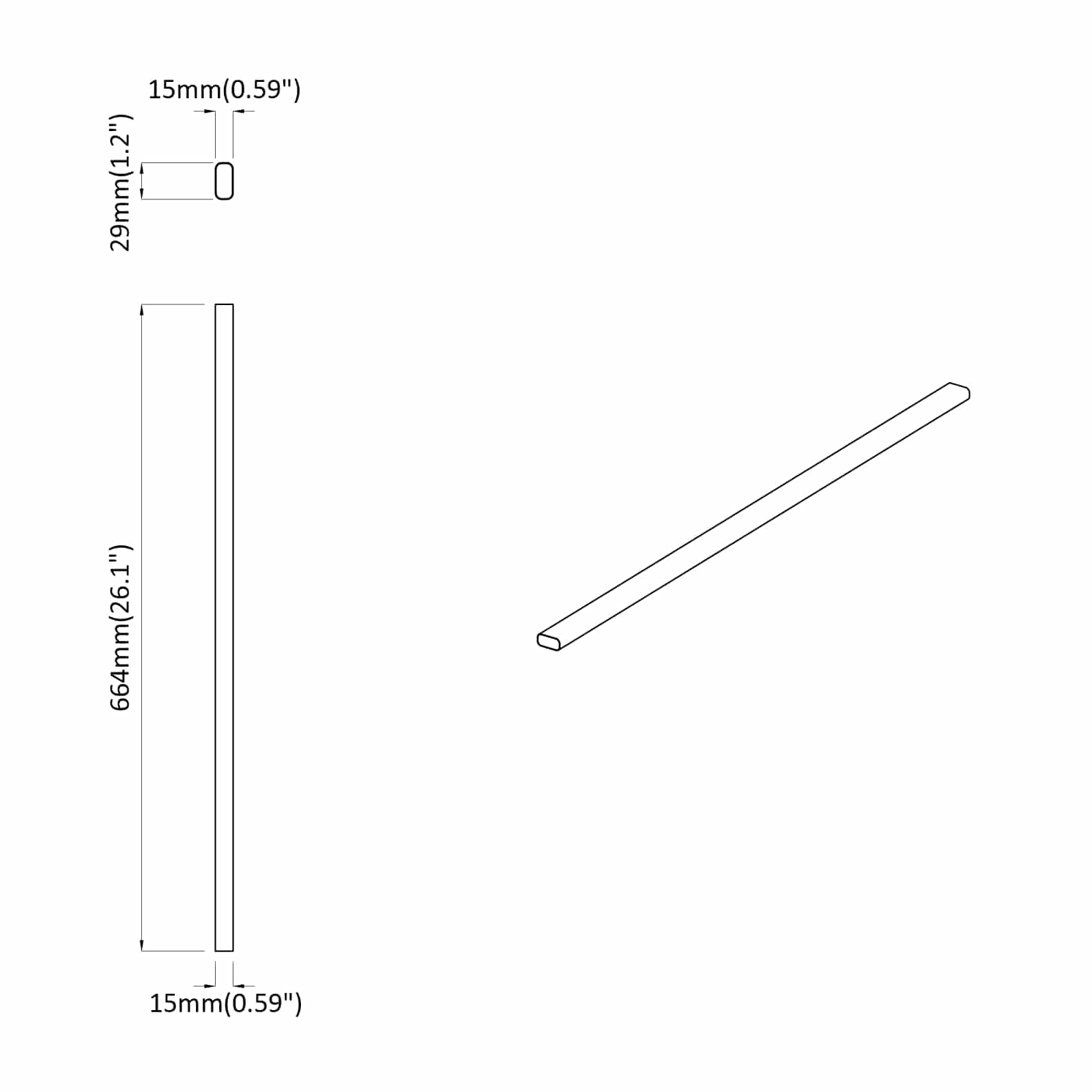 Asta per armadio 12 pcs Argento 664 x 15 x 29 mm