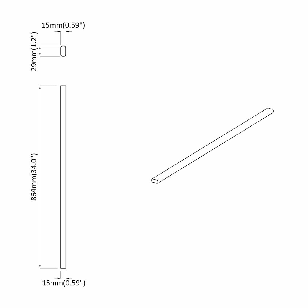 Asta per armadio 12 pcs Argento 864 x 15 x 29 mm