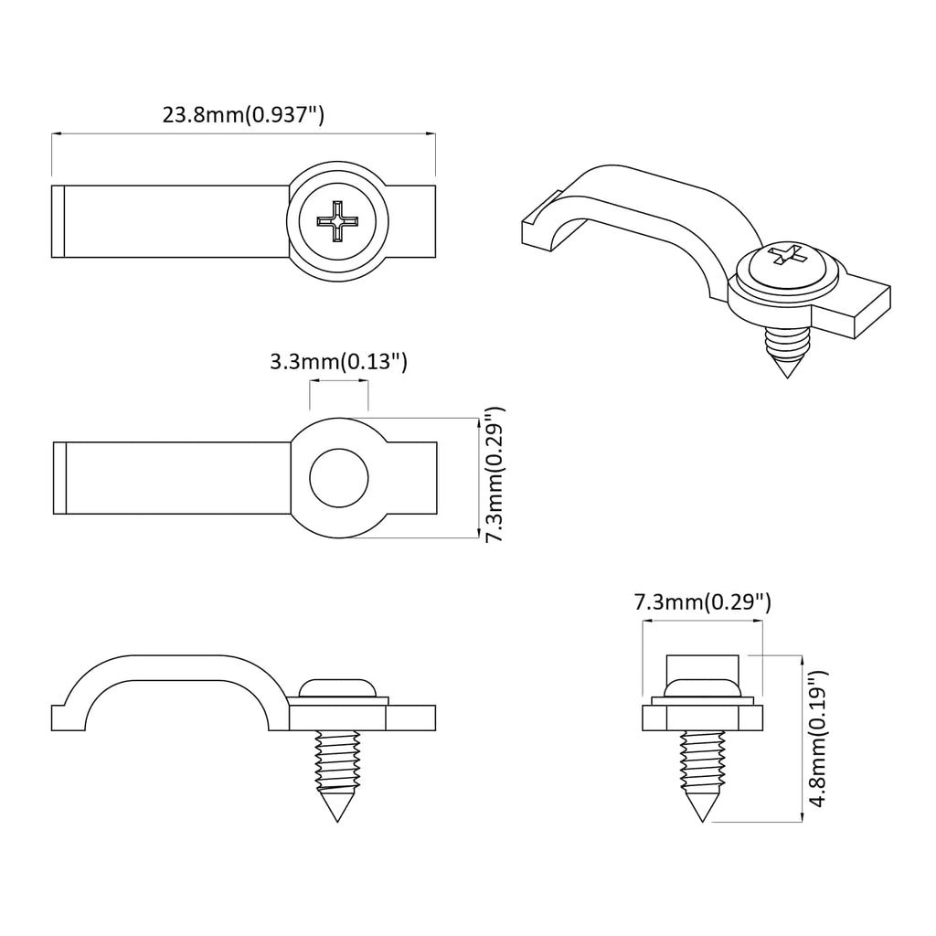 Clip per Striscia LED 12 pcs Trasparente 23,8 x 7,3 x 4,3 mm