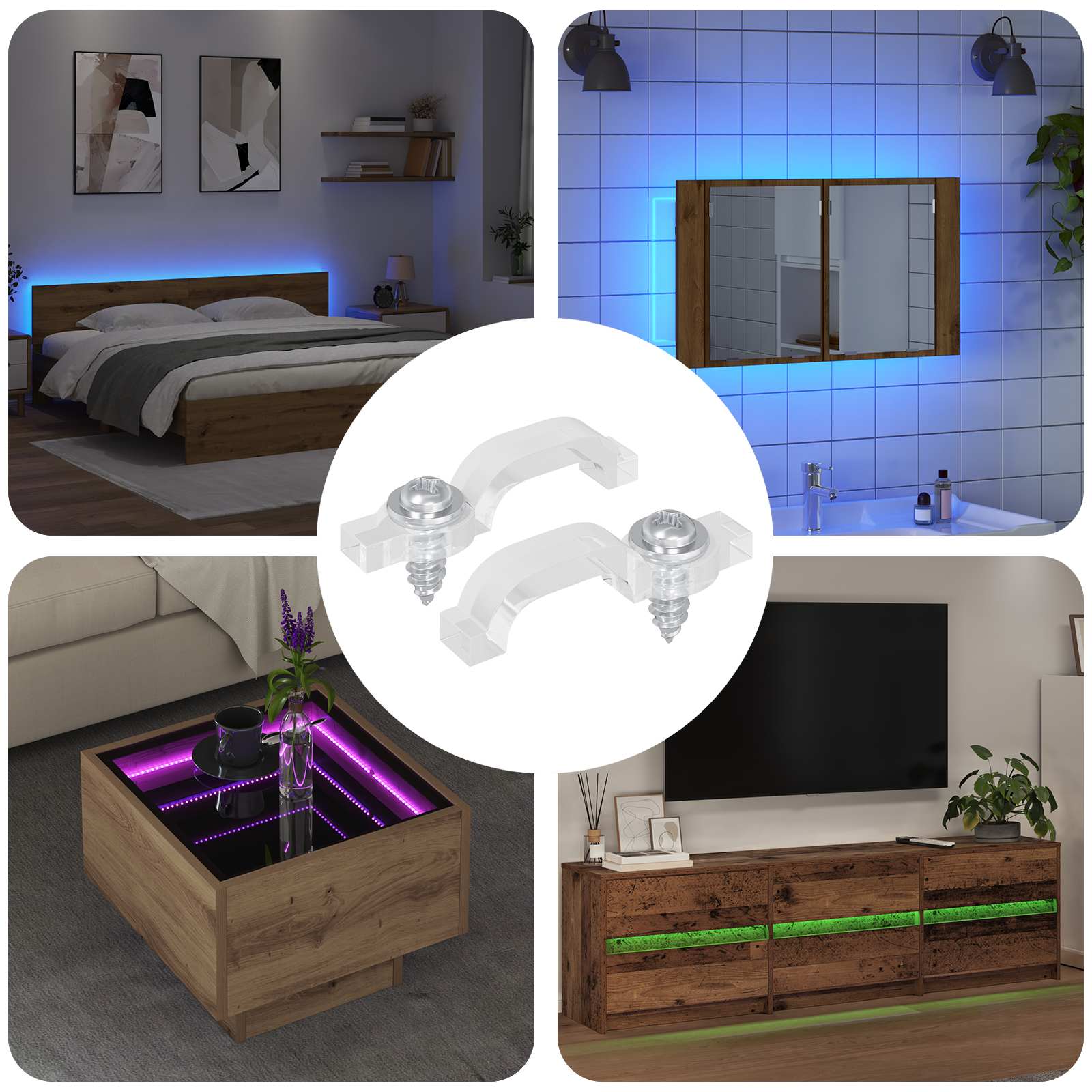 Clip per Striscia LED 2 pcs Trasparente 23,8 x 7,3 x 4,3 mm