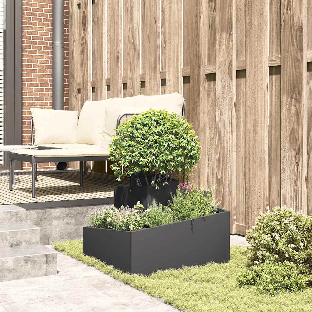 Vaso da giardino Nero 60 x 60 x 50 cm Acciaio laminato a freddo