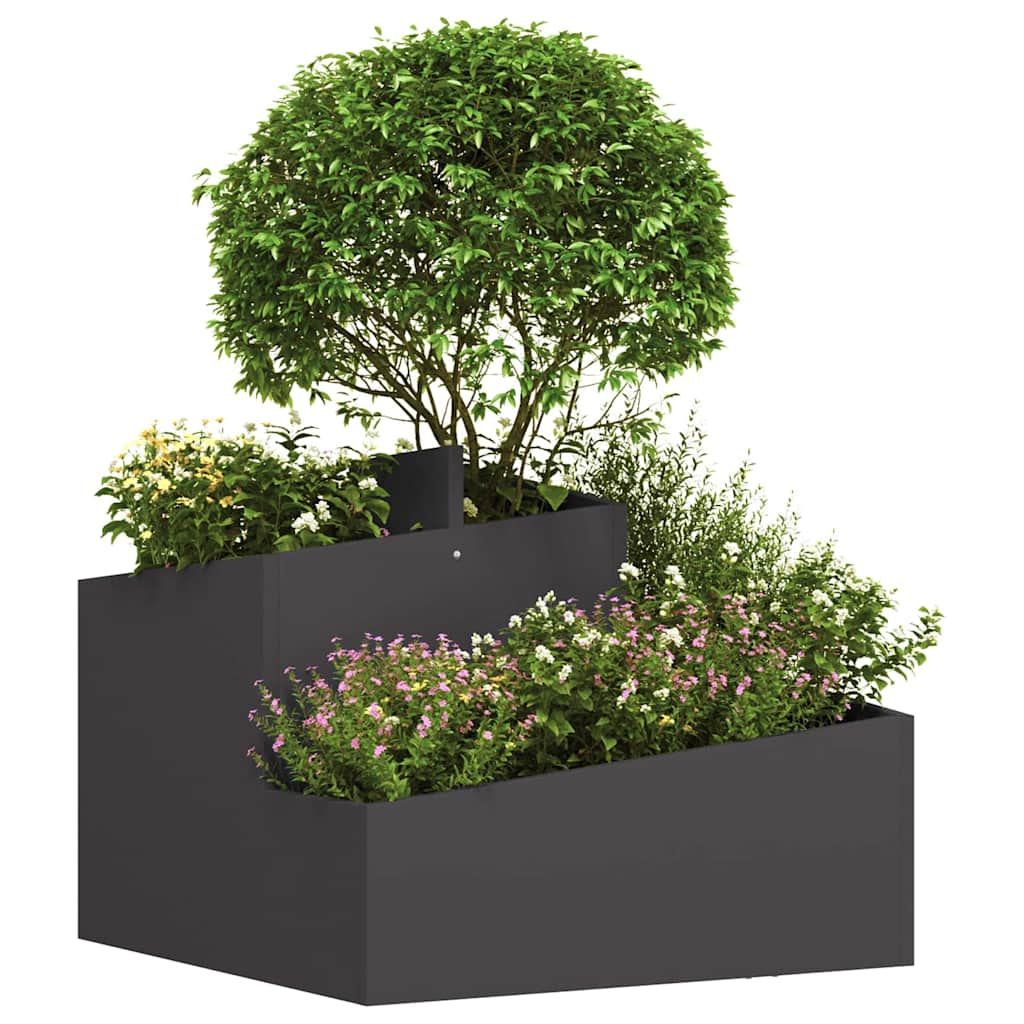 Vaso da giardino Nero 60 x 60 x 50 cm Acciaio laminato a freddo