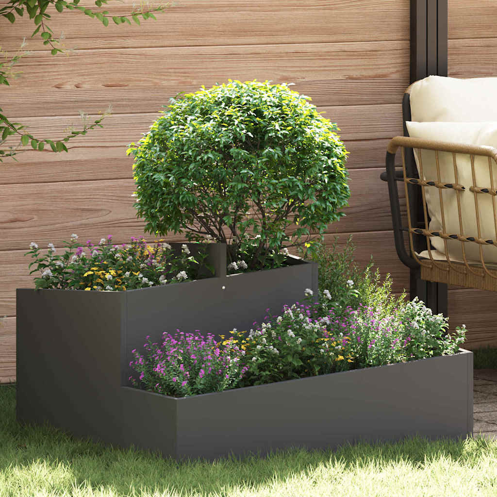 Vaso da giardino Nero 80 x 80 x 50 cm Acciaio laminato a freddo