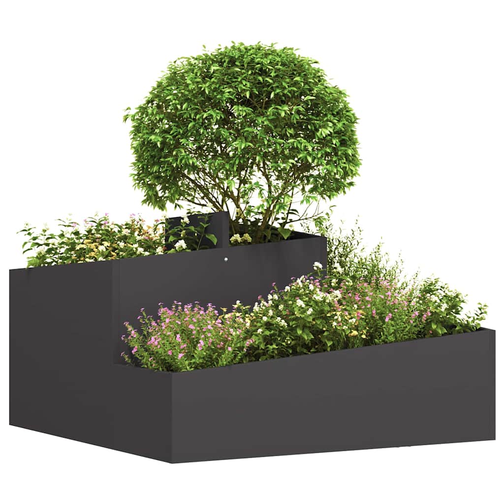 Vaso da giardino Nero 80 x 80 x 50 cm Acciaio laminato a freddo