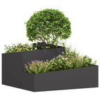 Vaso da giardino Nero 80 x 80 x 50 cm Acciaio laminato a freddo