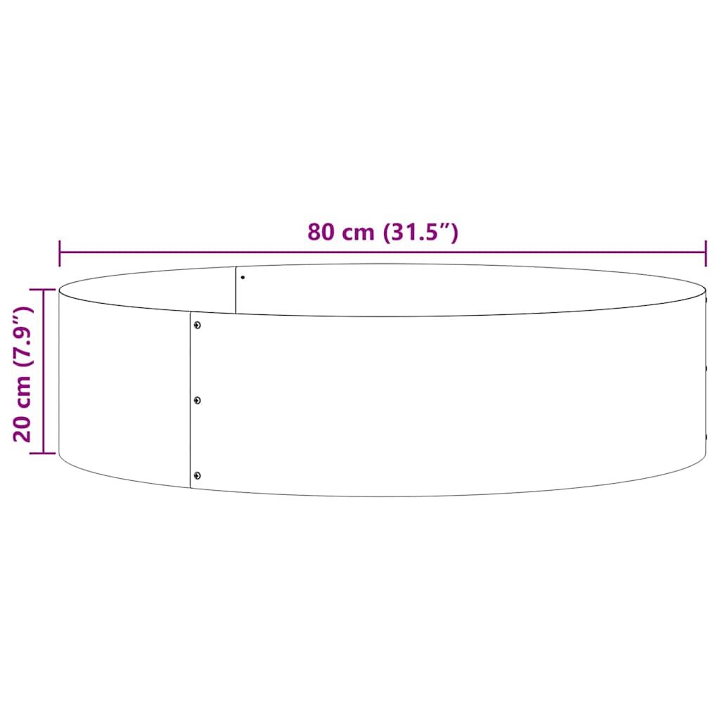 Anello per vaso Nero 80 x 80 x 20 cm Acciaio laminato a freddo