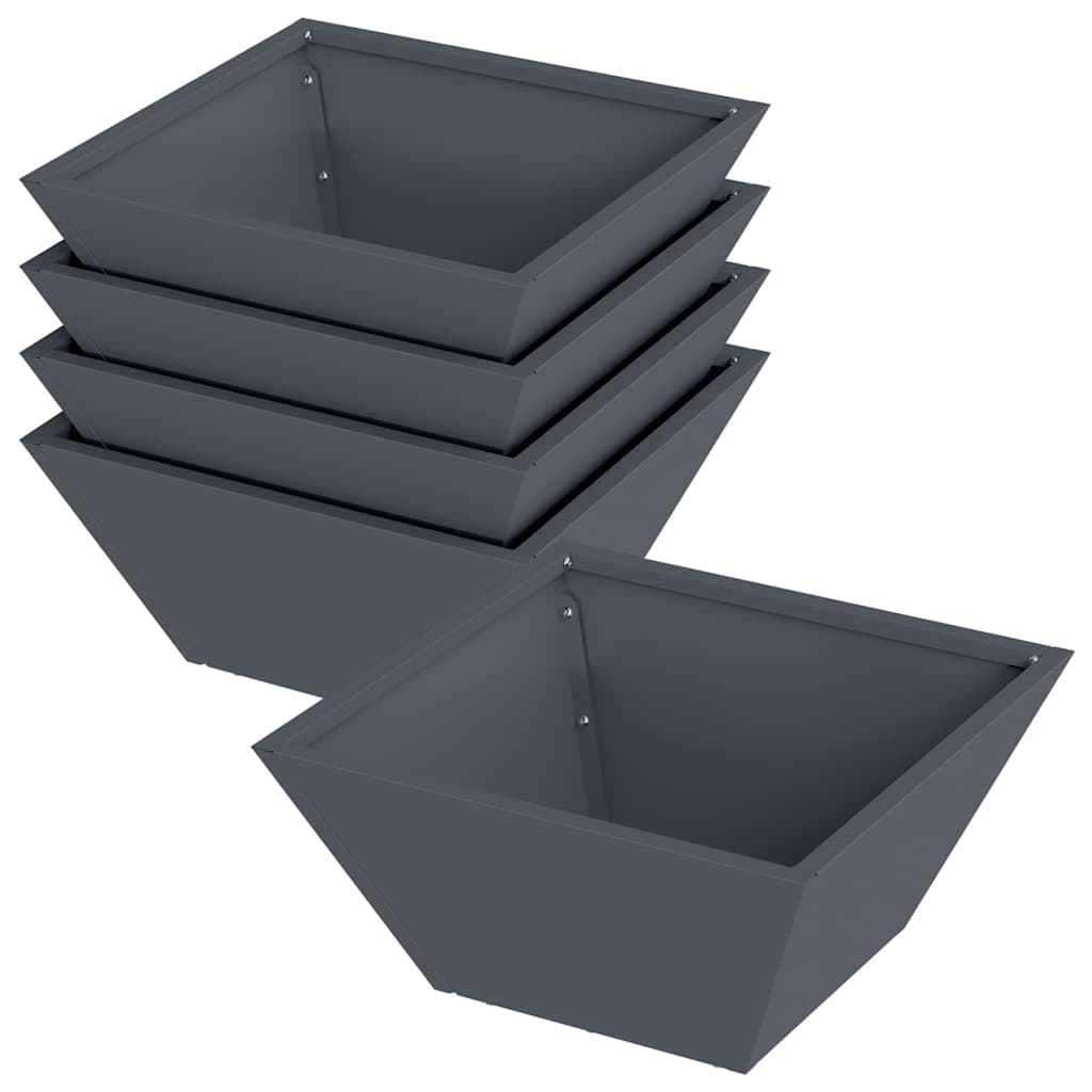 Vaso da giardino 5 pcs Antracite 35 x 35 x 15 cm