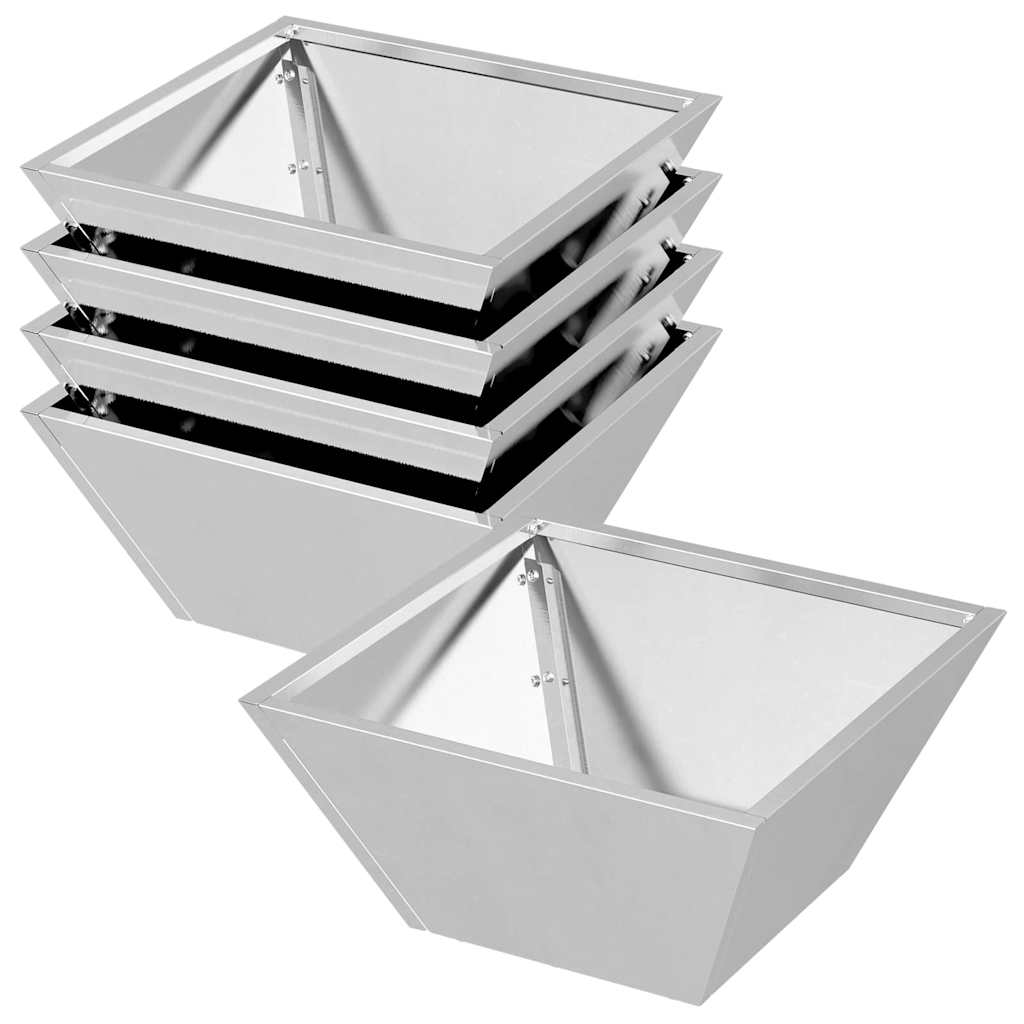 Vaso da giardino 5 pcs Argento 35 x 35 x 15 cm
