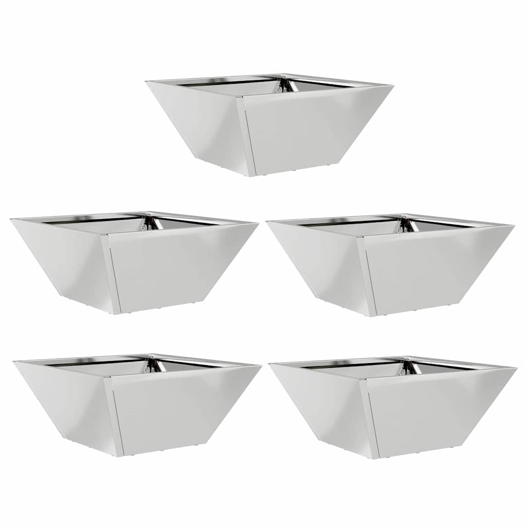Vaso da giardino 5 pcs Argento 35 x 35 x 15 cm Acciaio zincato