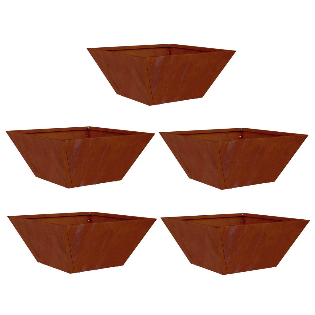 Vaso da giardino 5 pcs Ruggine 35 x 35 x 15 cm