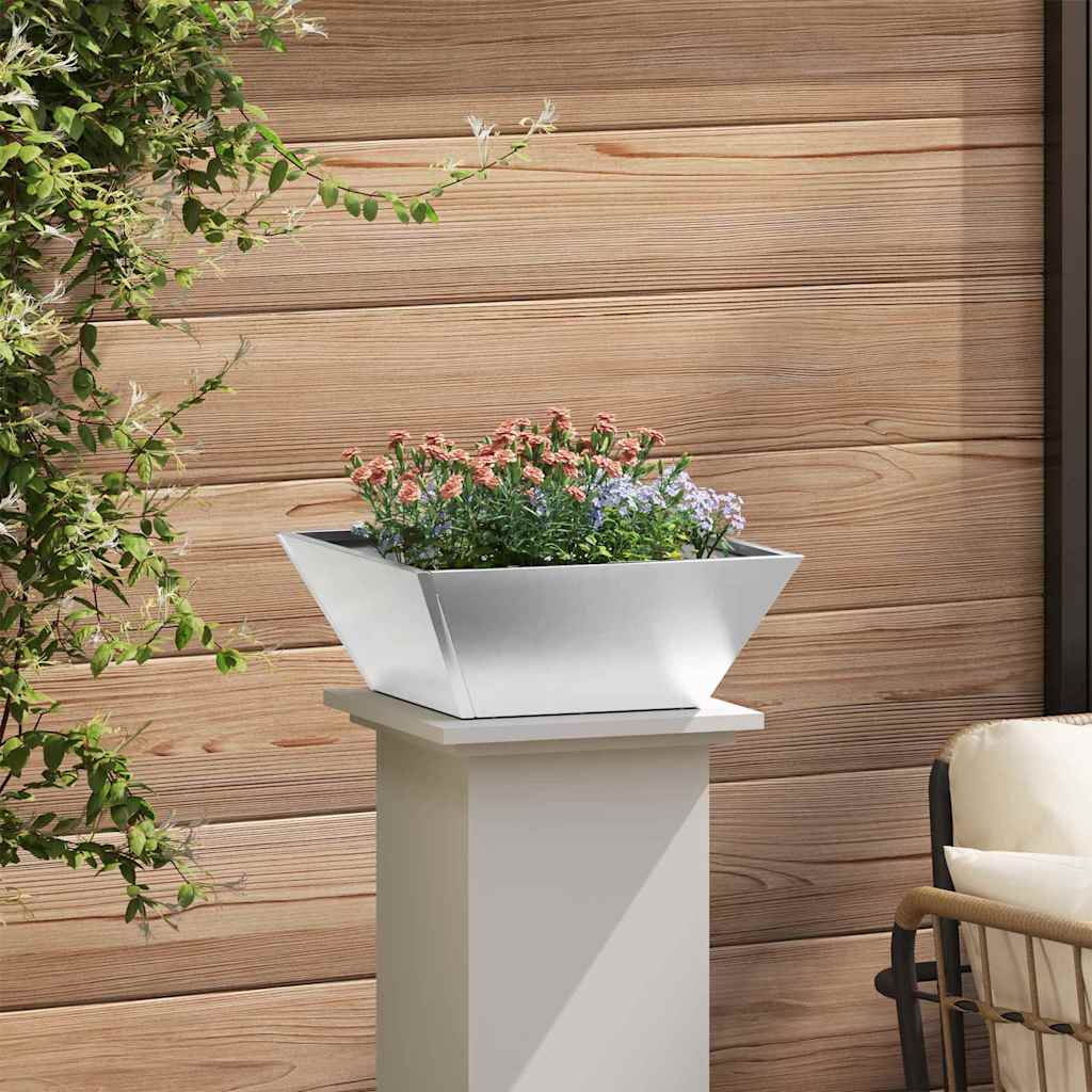 Vaso da giardino Argento 40 x 40 x 15 cm Acciaio inossidabile