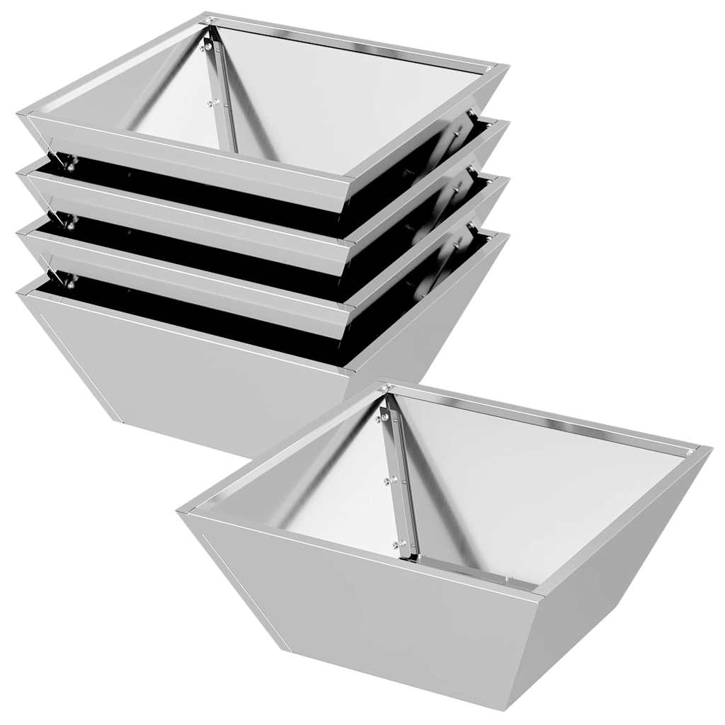 Vaso da giardino 5 pcs Argento 40 x 40 x 15 cm Acciaio zincato