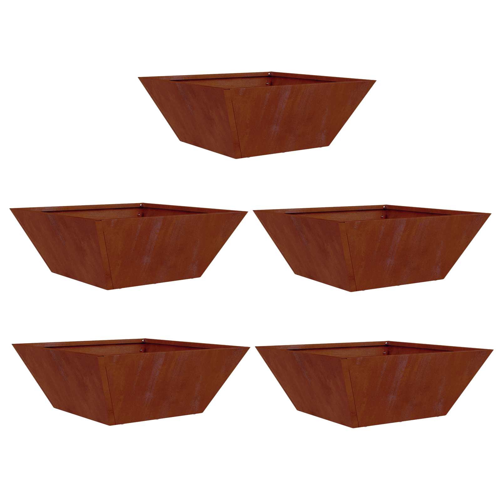Vaso da giardino 5 pcs Ruggine 40 x 40 x 15 cm