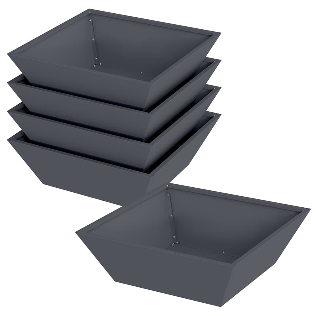 Vaso da giardino 5 pcs Antracite 50 x 50 x 15 cm