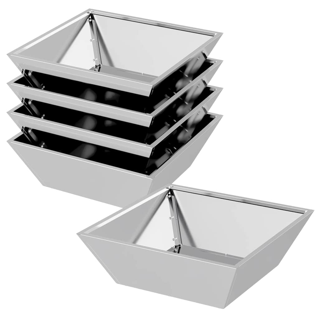 Vaso da giardino 5 pcs Argento 50 x 50 x 15 cm Acciaio zincato