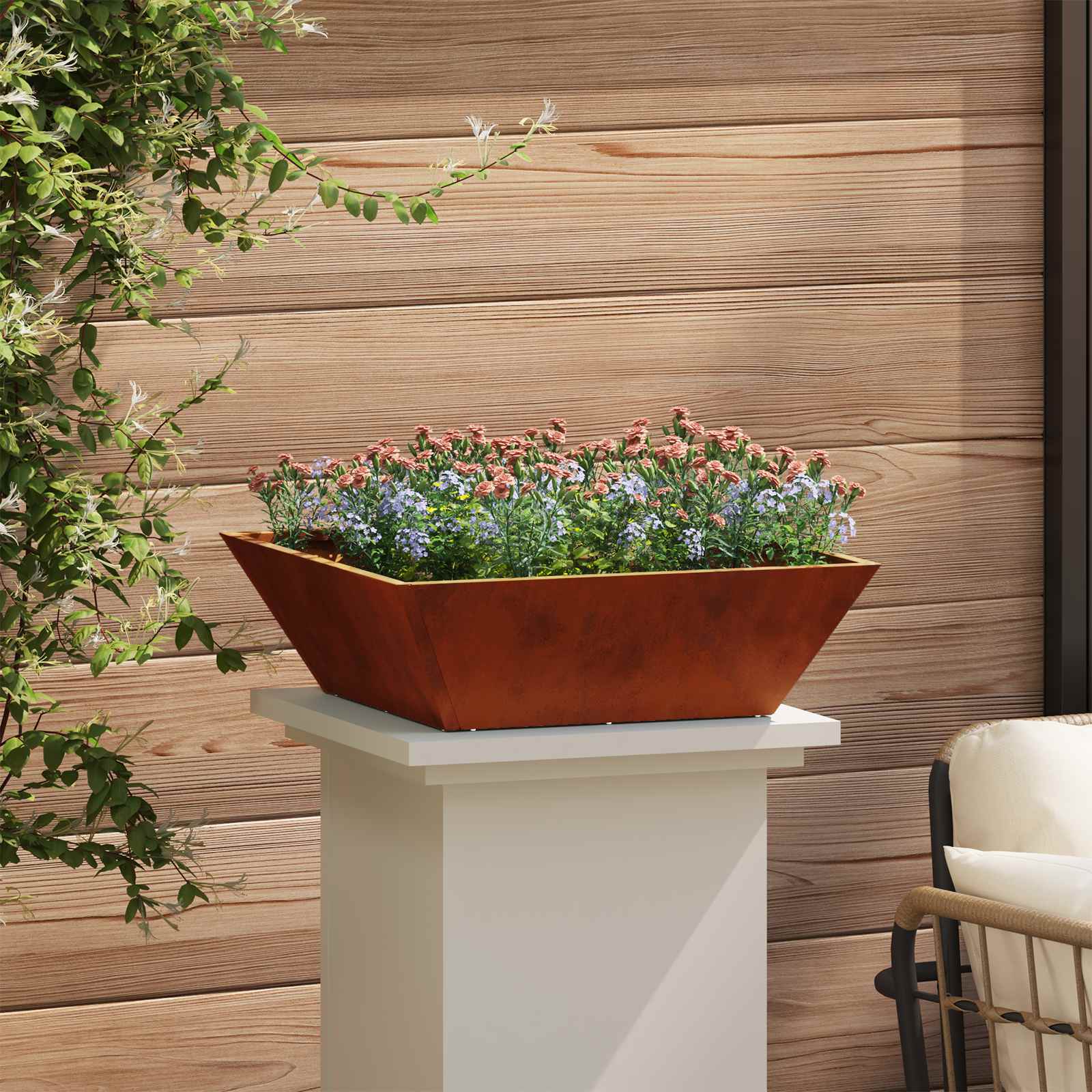 Vaso da giardino 5 pcs Ruggine 50 x 50 x 15 cm
