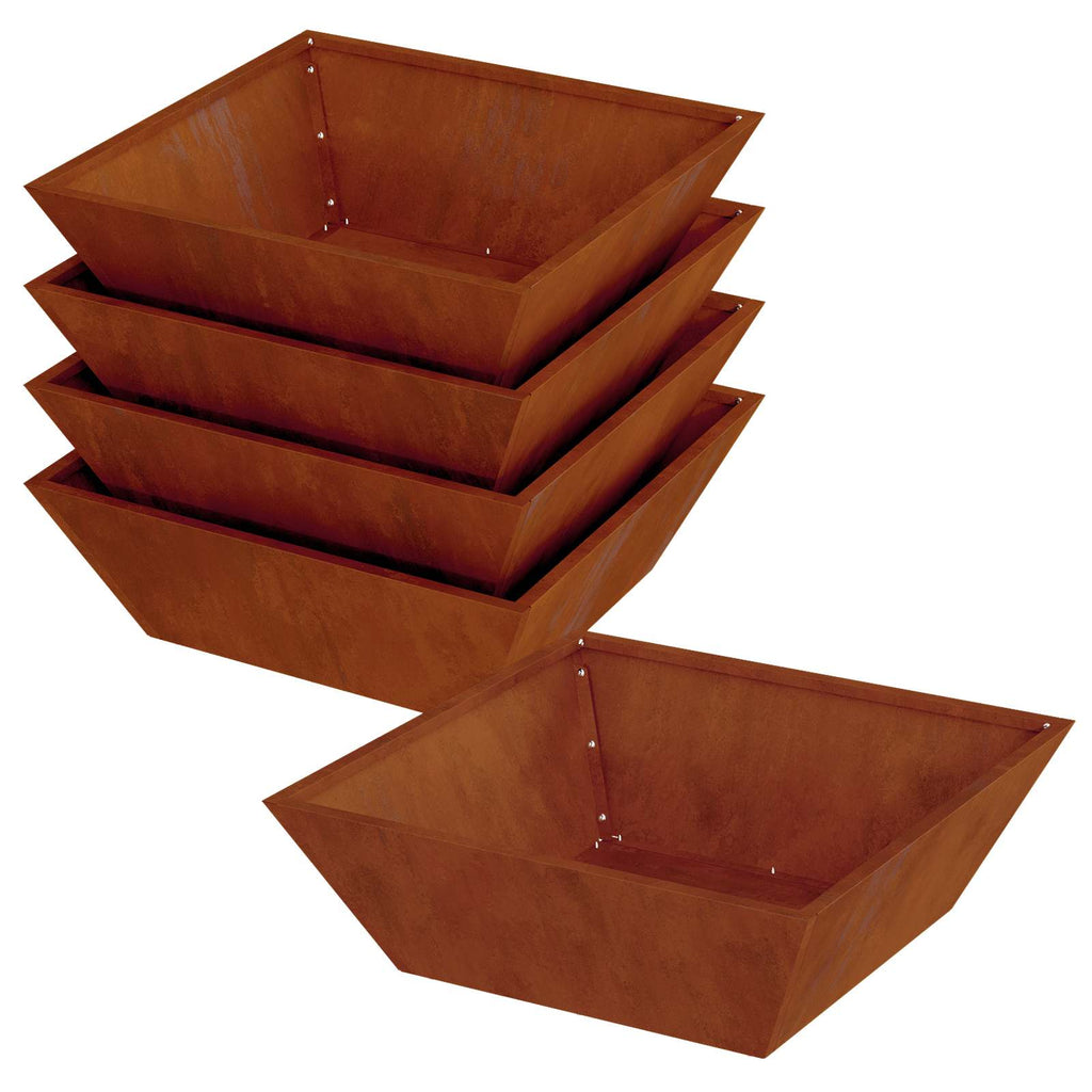 Vaso da giardino 5 pcs Ruggine 50 x 50 x 15 cm
