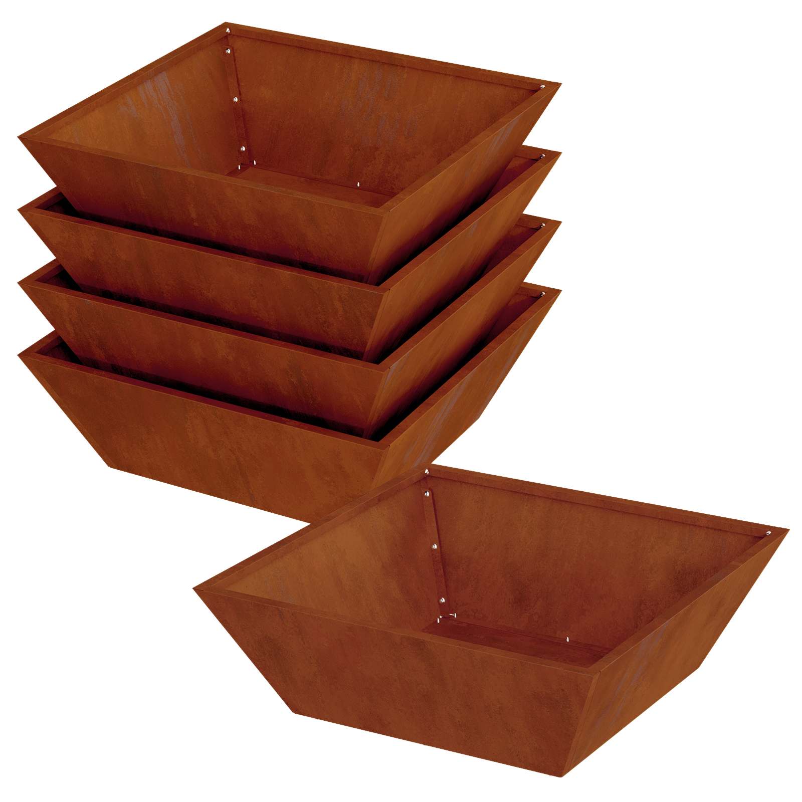 Vaso da giardino 5 pcs Ruggine 50 x 50 x 15 cm