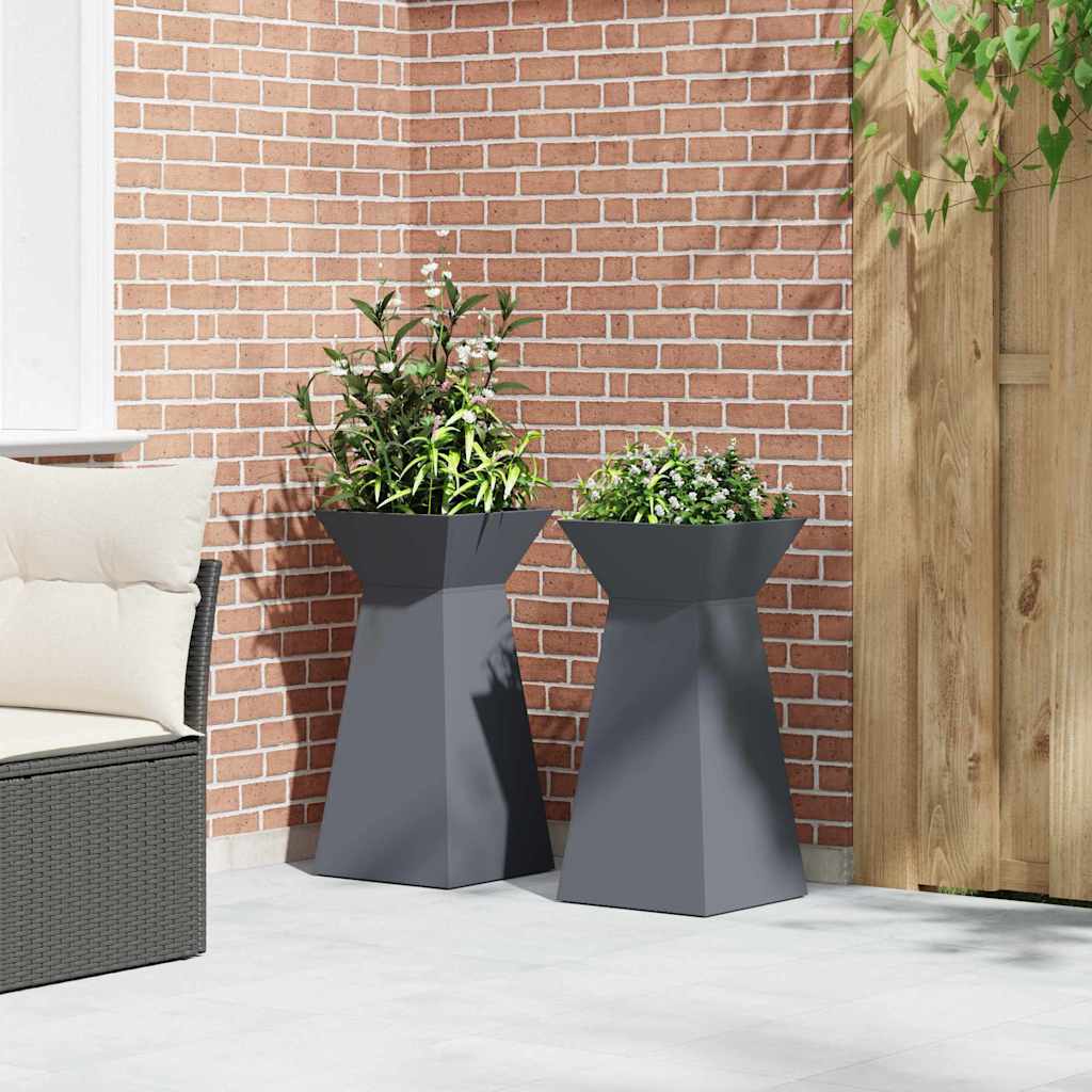 Vaso a Pilastro 2 pcs Antracite 35 x 35 x 73 cm