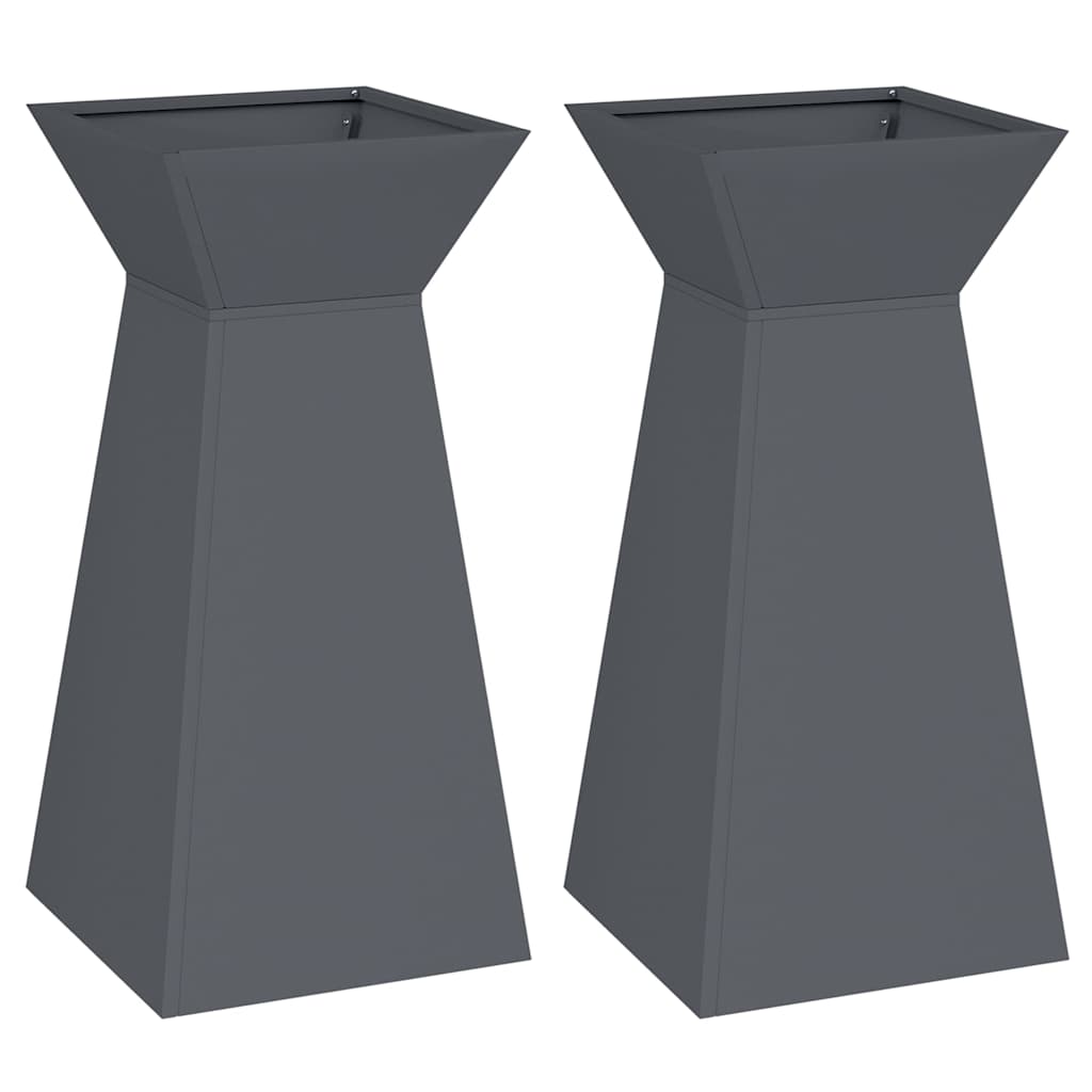 Vaso a Pilastro 2 pcs Antracite 35 x 35 x 73 cm
