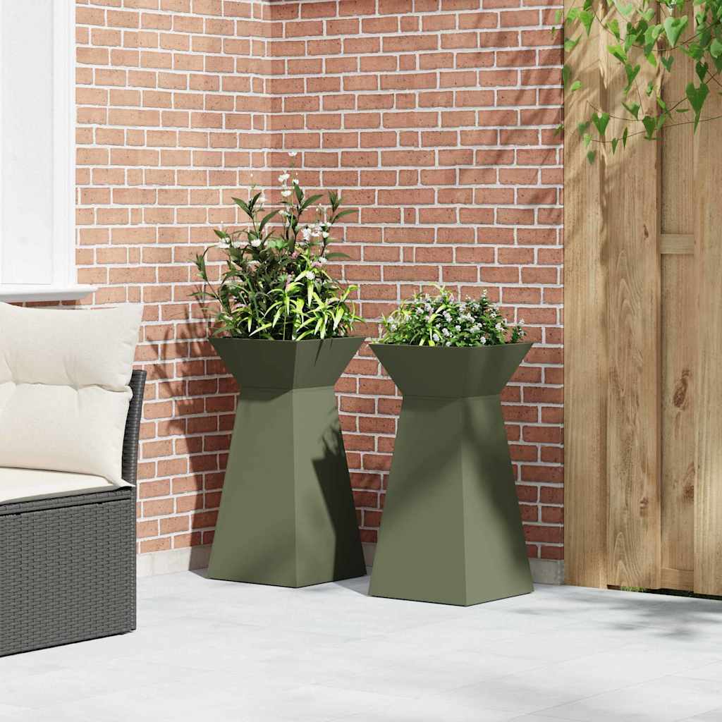 Vaso a Pilastro 2 pcs Oliva 35 x 35 x 73 cm