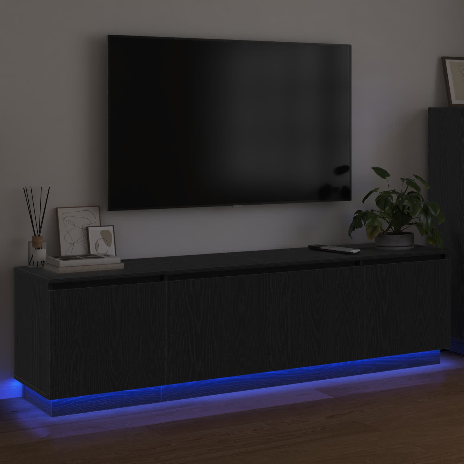 Mobile TV Rovere Nero 180 x 38 x 49 cm Legno multistrato