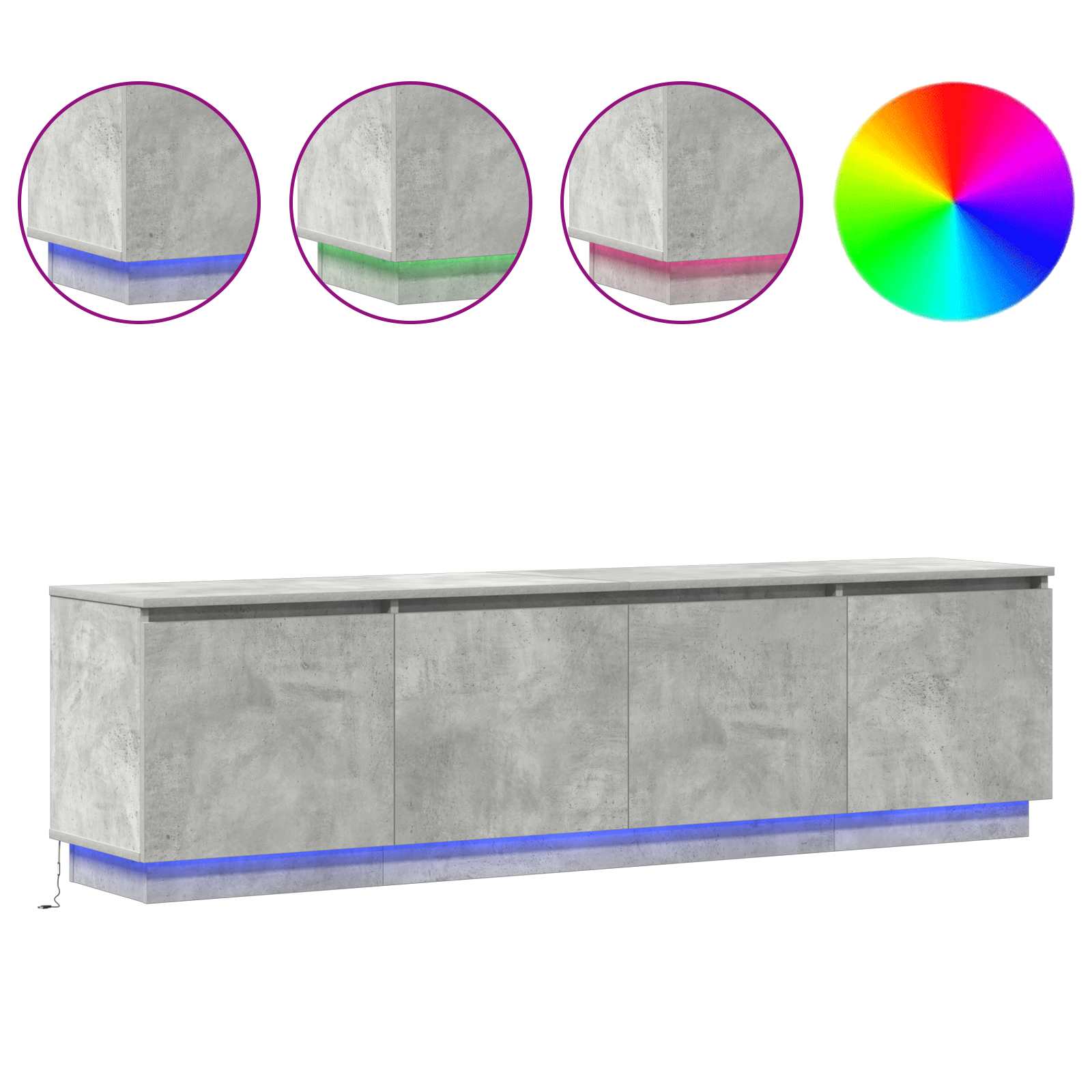 Mobile TV Grigio cemento 180 x 38 x 49 cm Legno multistrato