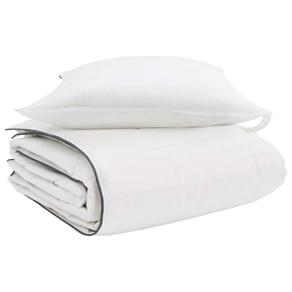 Duvet Invernale con cuscino 2 pcs Bianco Piuma d'anatra
