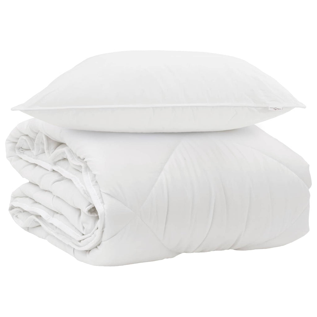 Duvet per Tutte le Stagioni con cuscino 2 pcs Bianco Microfibra