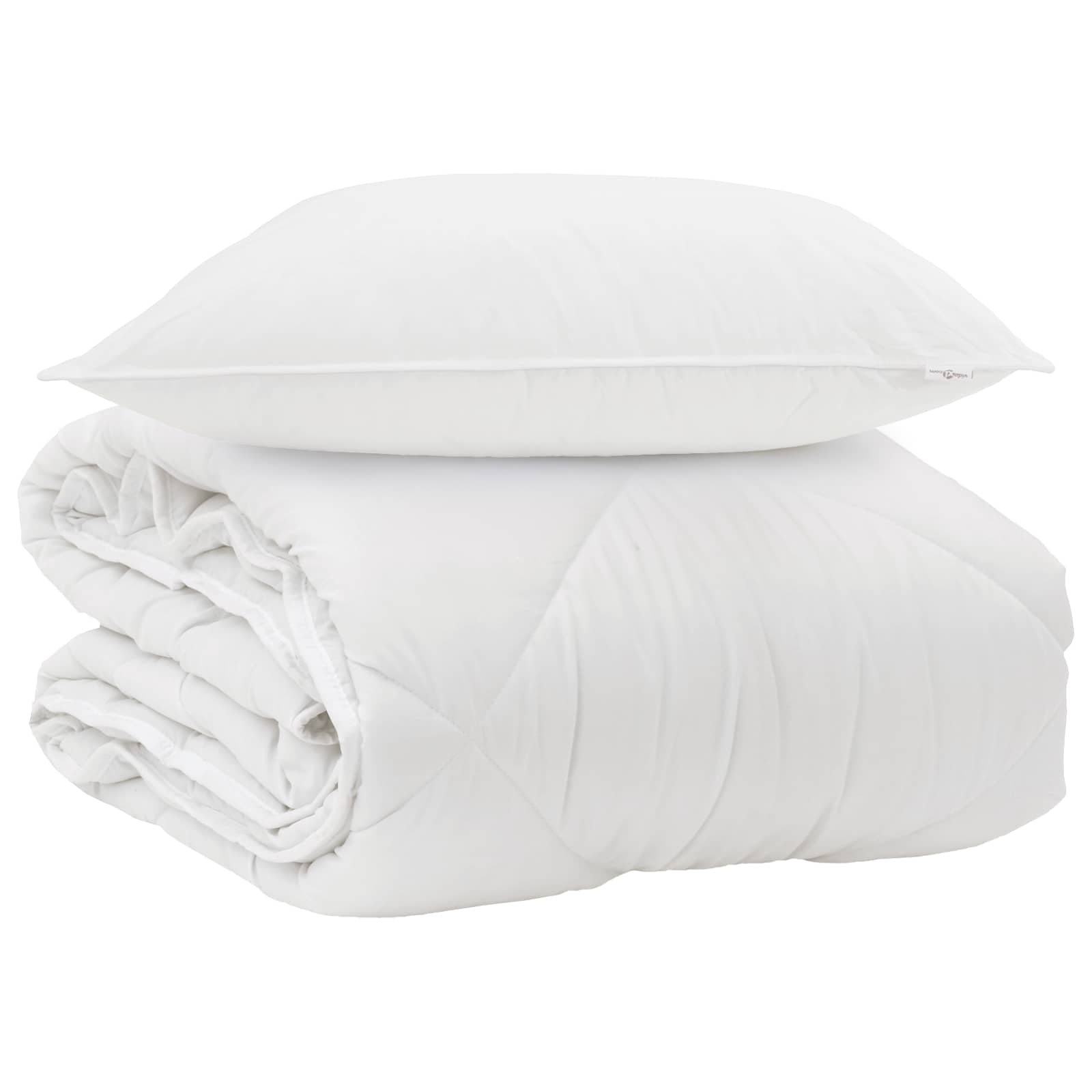 Duvet per Tutte le Stagioni con cuscino 2 pcs Bianco Microfibra