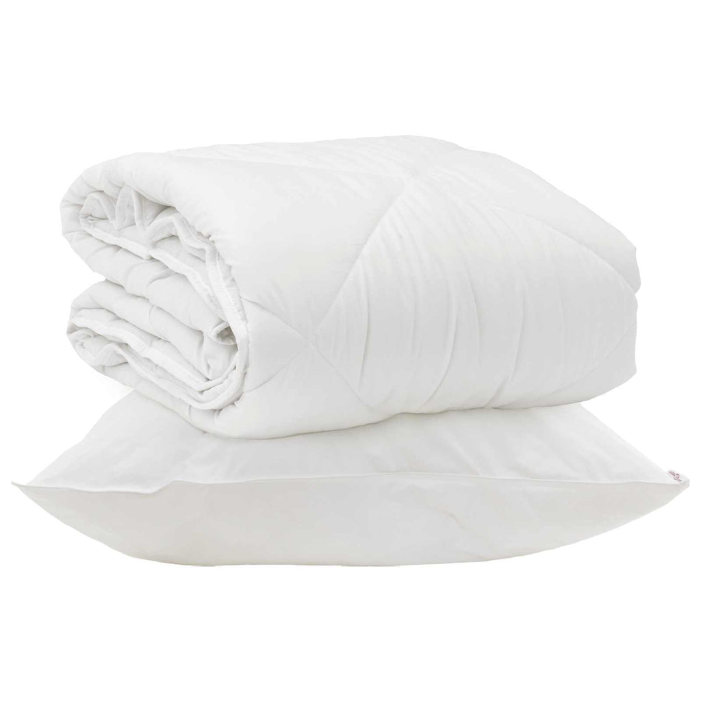 Duvet per Tutte le Stagioni con cuscino 2 pcs Bianco Microfibra