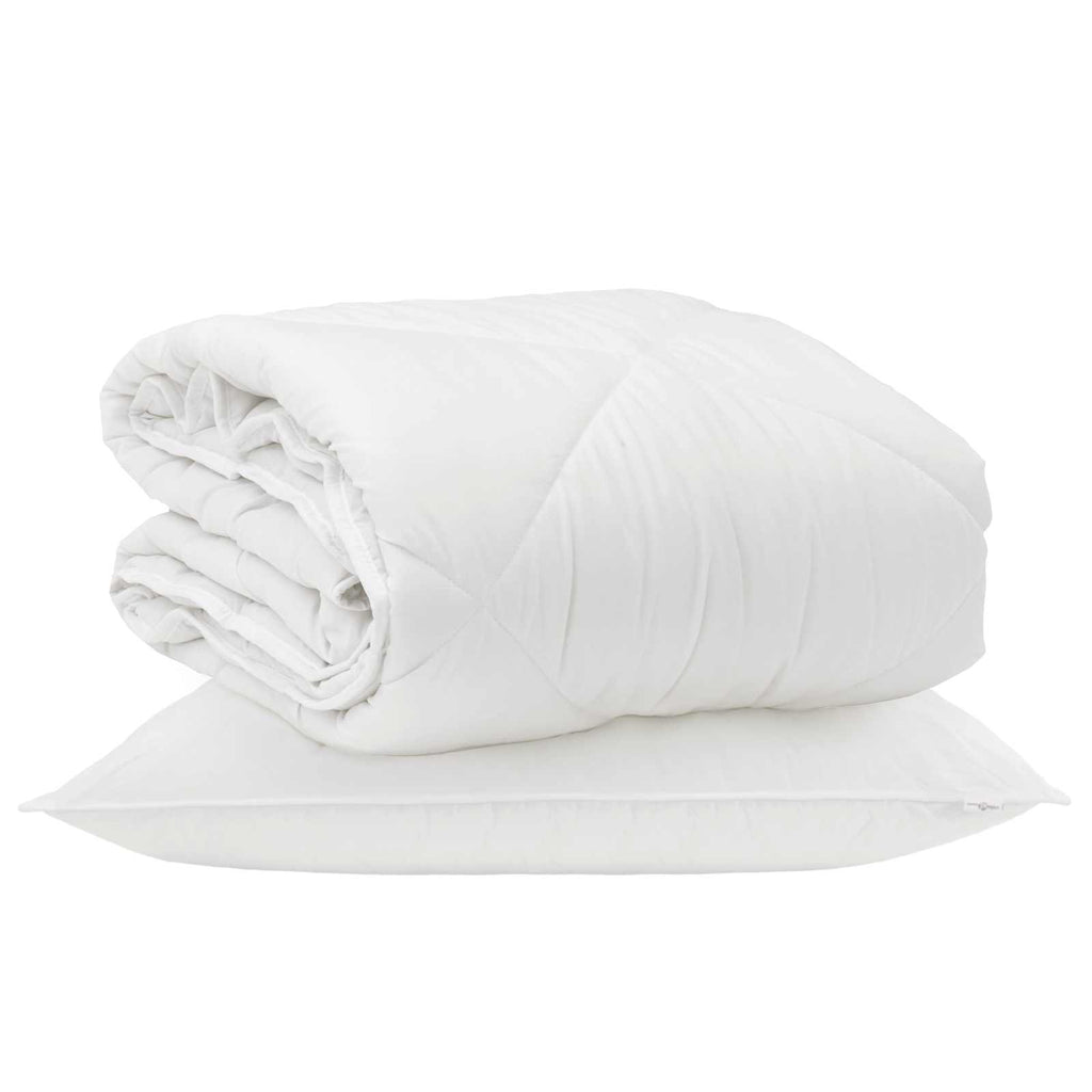 Duvet per Tutte le Stagioni con cuscino 2 pcs Bianco Microfibra