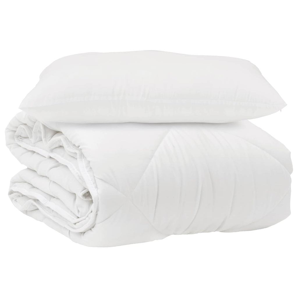 Piumone con cuscino 2 pcs Bianco Microfibra