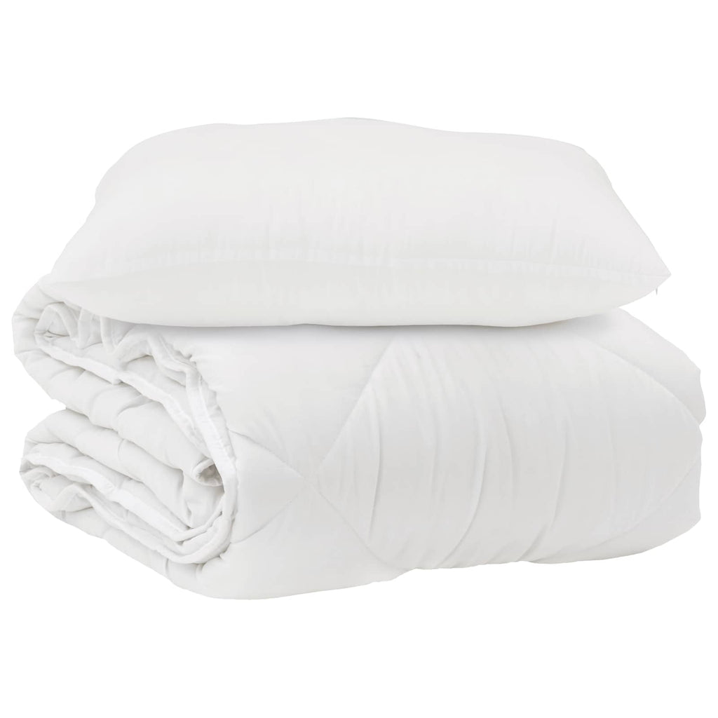 Piumone con cuscino 2 pcs Bianco Microfibra