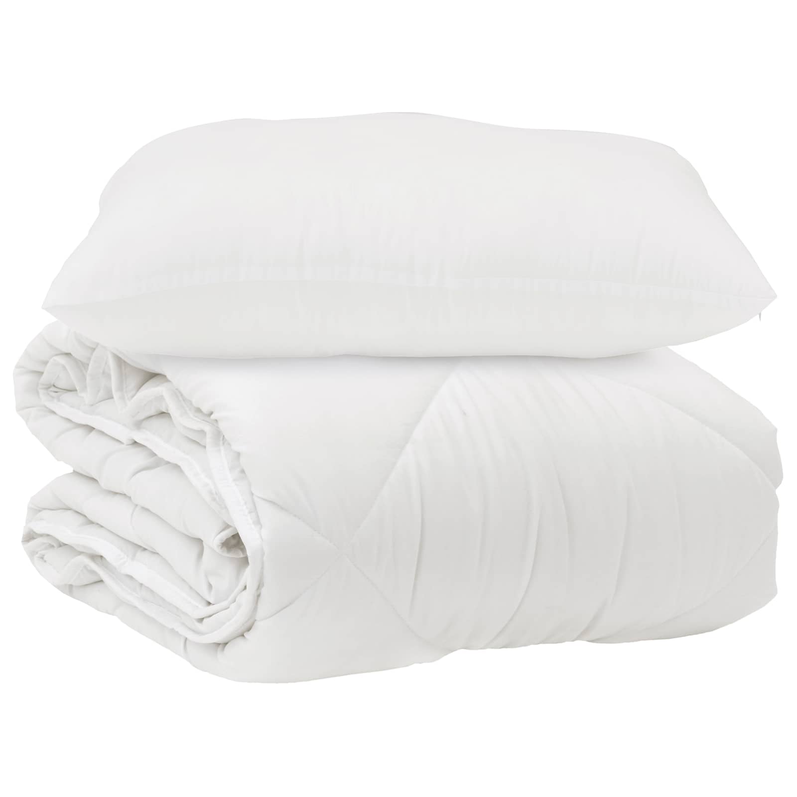 Piumone con cuscino 2 pcs Bianco Microfibra