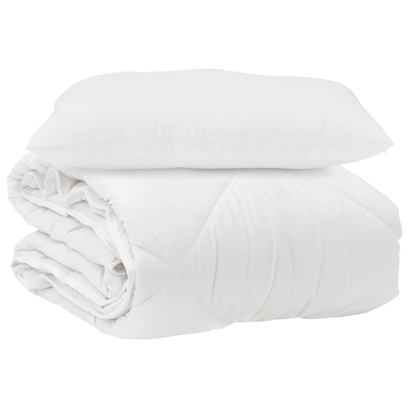 Piumone con cuscino 2 pcs Bianco Microfibra