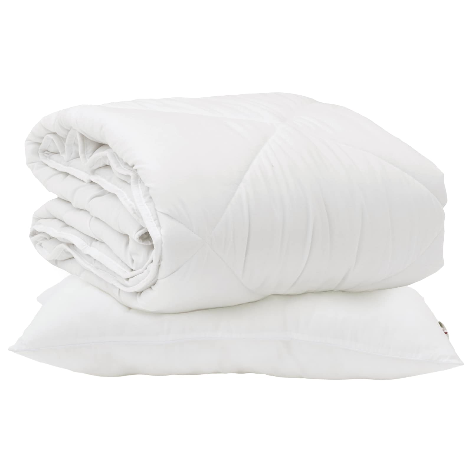 Piumone con cuscino 2 pcs Bianco Microfibra