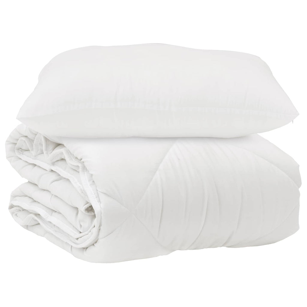 Piumone con cuscino 2 pcs Bianco Microfibra