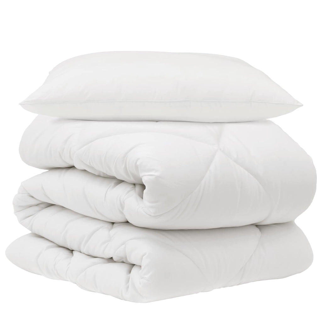 Piumone con cuscino 2 pcs Bianco Microfibra