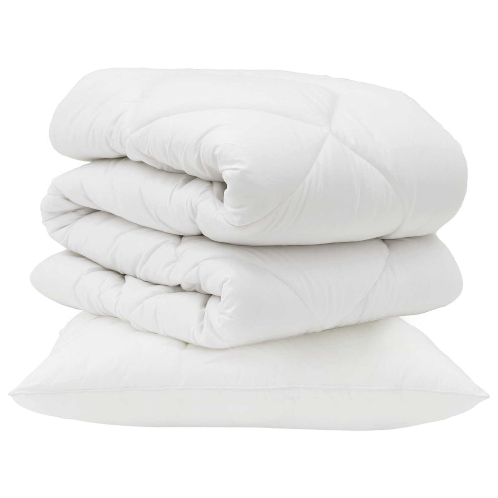 Piumone con cuscino 2 pcs Bianco Microfibra